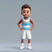 3d cartoon cute basketball player in Argentina national team kit. vector