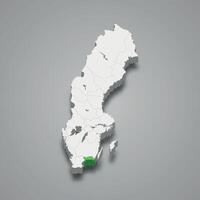 Blekinge historical province location within Sweden 3d map vector