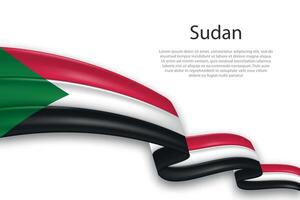 Abstract Wavy Flag of Sudan on White Background vector