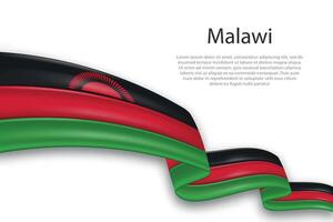 Abstract Wavy Flag of Malawi on White Background vector