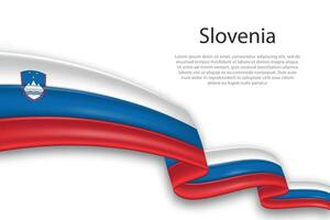 Abstract Wavy Flag of Slovenia on White Background vector