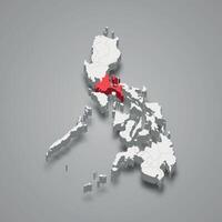 Calabarzon region location within Philippines 3d map vector