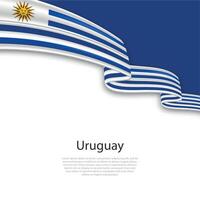 Waving ribbon with flag of Uruguay vector