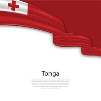 Waving ribbon with flag of Tonga vector