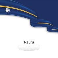Waving ribbon with flag of Nauru vector
