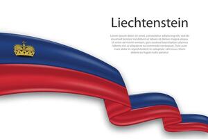 Abstract Wavy Flag of Liechtenstein on White Background vector
