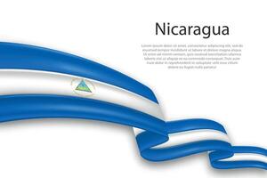 Abstract Wavy Flag of Nicaragua on White Background vector