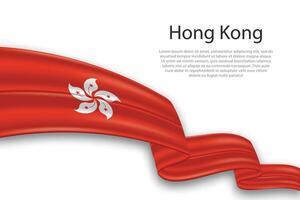 Abstract Wavy Flag of Hong Kong on White Background vector