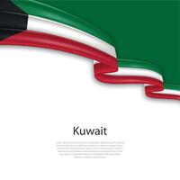 ondulación cinta con bandera de Kuwait vector