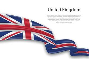 Abstract Wavy Flag of United Kingdom on White Background vector