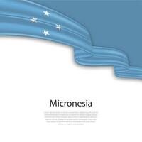 Waving ribbon with flag of Micronesia vector