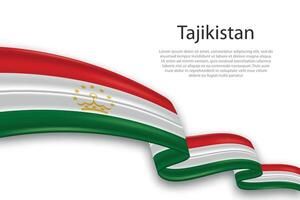 Abstract Wavy Flag of Tajikistan on White Background vector