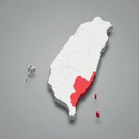 taitung condado división ubicación dentro Taiwán 3d mapa vector