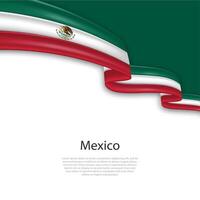 Waving ribbon with flag of Mexico vector