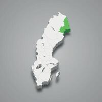 Norrbotten historical province location within Sweden 3d map vector