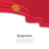 Waving ribbon with flag of Kyrgyzstan vector