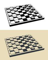 Checkers game illustrations vector