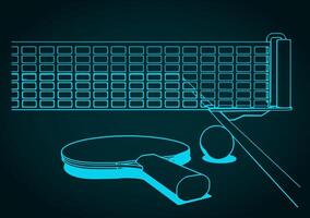 Table tennis with racket and ball close up vector