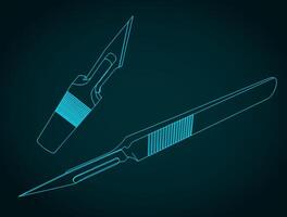 Scalpel isometric blueprint vector