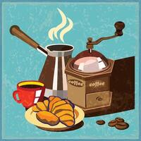 Classic coffee set in the style of an old poster vector