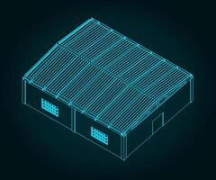 Factory hangar blueprint vector