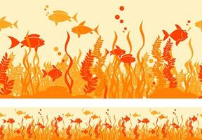 Seamless panoramic composition of the underwater world in warm colors vector