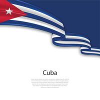 Waving ribbon with flag of Cuba vector