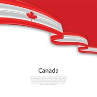 Waving ribbon with flag of Canada vector
