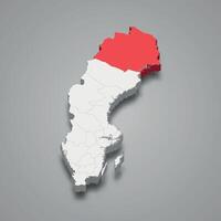 norrbotten región ubicación dentro Suecia 3d mapa vector