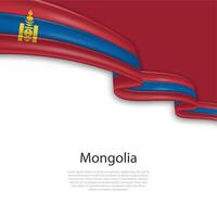 Waving ribbon with flag of Mongolia vector