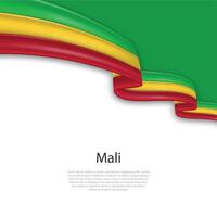 Waving ribbon with flag of Mali vector