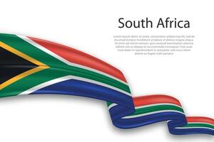 Abstract Wavy Flag of South Africa on White Background vector