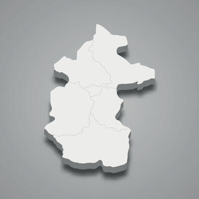 3d isometric map of Kasai-Central is a region of DR Congo