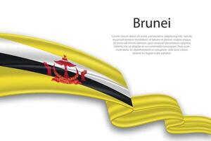 Abstract Wavy Flag of Brunei on White Background vector