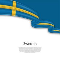 Waving ribbon with flag of Sweden vector