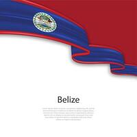 Waving ribbon with flag of Belize vector