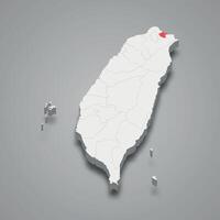 Keelung City division location within Taiwan 3d map vector