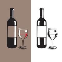 wine glass and bottle vector