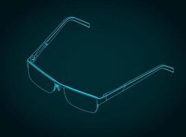 Glasses isometric blueprint vector