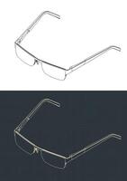 Glasses isometric blueprints vector