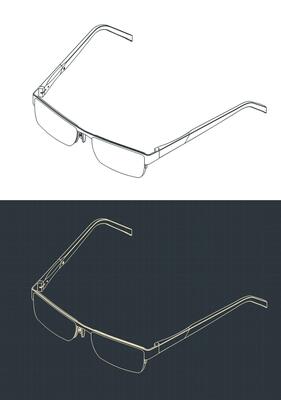 Glasses isometric blueprints