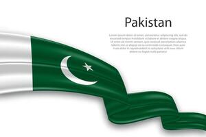 Abstract Wavy Flag of Pakistan on White Background vector