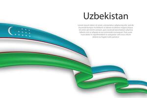 Abstract Wavy Flag of Uzbekistan on White Background vector