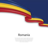 Waving ribbon with flag of Romania vector