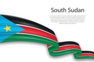 Abstract Wavy Flag of South Sudan on White Background vector