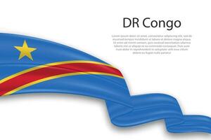 Abstract Wavy Flag of DR Congo on White Background vector