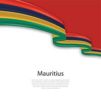 Waving ribbon with flag of Mauritius vector