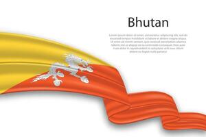 Abstract Wavy Flag of Bhutan on White Background vector