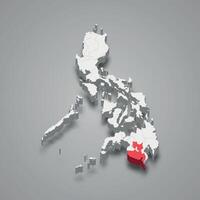 soccsksargen región ubicación dentro Filipinas 3d mapa vector