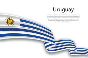 Abstract Wavy Flag of Uruguay on White Background vector